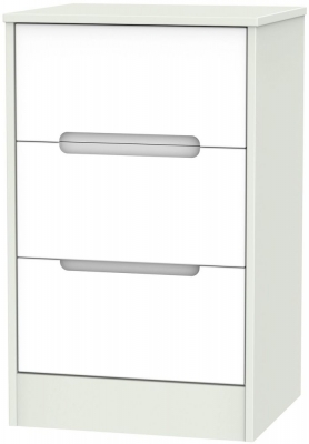 Product photograph of Monaco White And Cashmere 3 Drawer Beside Cabinet from Choice Furniture Superstore