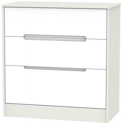 Product photograph of Monaco 3 Drawer Deep Chest - White And Kaschmir from Choice Furniture Superstore