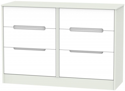 Product photograph of Monaco White And Cashmere 6 Drawer Midi Chest from Choice Furniture Superstore