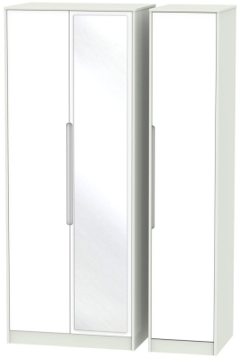 Product photograph of Monaco White And Cashmere3 Door Tall Triple Wardrobe - 1 Mirror from Choice Furniture Superstore