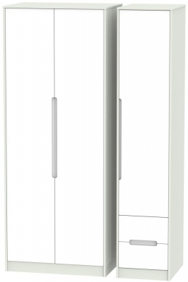 Product photograph of Monaco 3 Door 2 Right Drawer Tall Wardrobe - White And Kaschmir from Choice Furniture Superstore