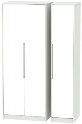 Product photograph of Monaco White And Cashmere 3 Door Tall Triple Wardrobe from Choice Furniture Superstore