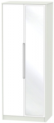 Product photograph of Monaco White And Cashmere 2 Door Tall Wardrobe - 1 Mirror from Choice Furniture Superstore