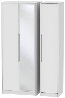 Product photograph of Monaco White 3 Door Tall Triple Wardrobe - 1 Mirror from Choice Furniture Superstore