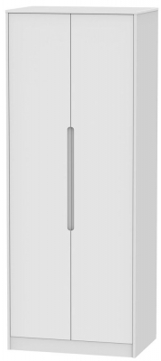 Product photograph of Monaco White 2 Door Plain Tall Wardrobe from Choice Furniture Superstore