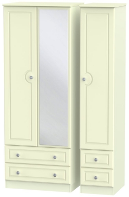 Product photograph of Pembroke Cream 3 Door Tall Combi Wardrobe - 1 Mirror from Choice Furniture Superstore