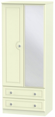 Product photograph of Pembroke Cream 2 Door Combi Wardrobe - 1 Mirror from Choice Furniture Superstore