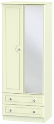 Product photograph of Pembroke Cream 2 Door Tall Combi Wardrobe - 1 Mirror from Choice Furniture Superstore