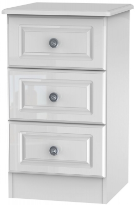 Product photograph of Pembroke White Gloss 3 Drawer Beside Cabinet from Choice Furniture Superstore