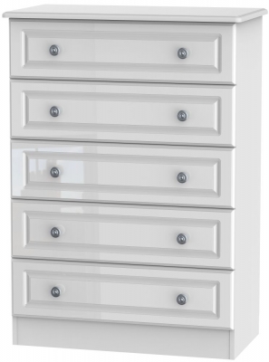 Product photograph of Pembroke White Gloss 5 Drawer Chest from Choice Furniture Superstore