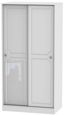 Product photograph of Pembroke White Gloss 2 Door Sliding Wardrobe from Choice Furniture Superstore