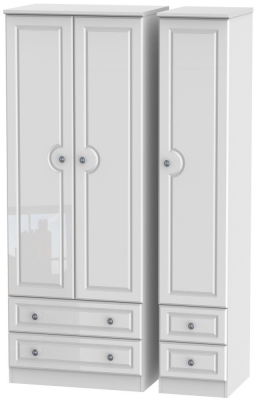 Product photograph of Pembroke White Gloss 3 Door Tall Triple Wardrobe - 4 Drawers from Choice Furniture Superstore