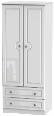 Product photograph of Pembroke White Gloss 2 Door 2 Drawer Double Wardrobe from Choice Furniture Superstore