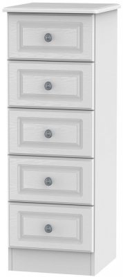 Product photograph of Pembroke White 5 Drawer Narrow Chest from Choice Furniture Superstore