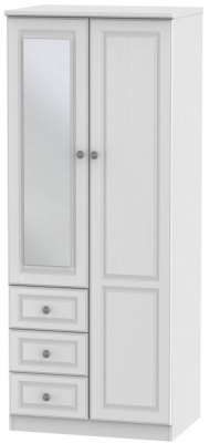 Product photograph of Pembroke White 2 Door Combi Wardrobe - 1 Mirror Rhf 3 Drawers from Choice Furniture Superstore