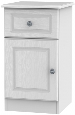 Product photograph of Pembroke White 1 Door 1 Drawer Bedside Cabinet Lhf from Choice Furniture Superstore