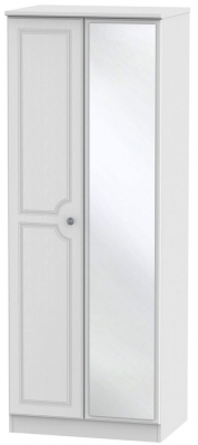 Product photograph of Pembroke White 2 Door Tall Wardrobe - 1 Mirror from Choice Furniture Superstore