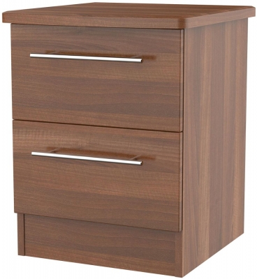 Product photograph of Sherwood Walnut Effect 2 Drawer Bedside Cabinet from Choice Furniture Superstore