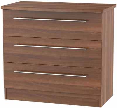 Sherwood Walnut Effect 3 Drawer Small Chest