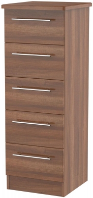 Product photograph of Sherwood Walnut Effect 5 Drawer Narrow Chest from Choice Furniture Superstore