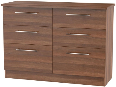 Sherwood Walnut Effect 6 Drawer Midi Chest