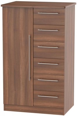 Product photograph of Sherwood Walnut Effect 1 Door Midi Wardrobe from Choice Furniture Superstore