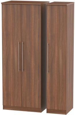 Product photograph of Sherwood Walnut Effect 3 Door Tall Triple Wardrobe from Choice Furniture Superstore