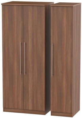 Product photograph of Sherwood Walnut Effect 3 Door Triple Wardrobe from Choice Furniture Superstore