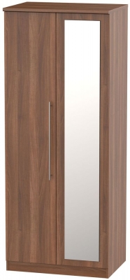 Product photograph of Sherwood Walnut Effect 2 Door Wardrobe - 1 Mirror from Choice Furniture Superstore