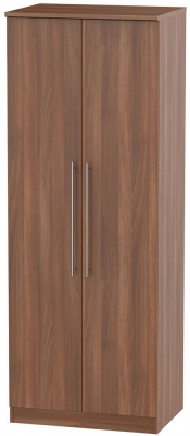 Product photograph of Sherwood Walnut Effect 2 Door Plain Tall Wardrobe from Choice Furniture Superstore