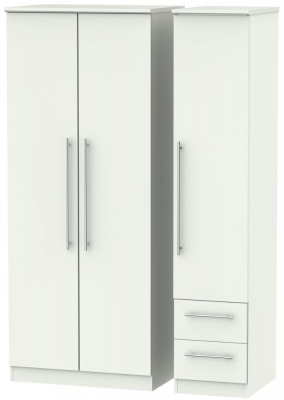 Product photograph of Sherwood Porcelain 3 Door Triple Wardrobe - Rhf 2 Drawers from Choice Furniture Superstore