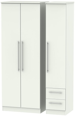 Product photograph of Sherwood Porcelain 3 Door Tall Triple Wardrobe - Rhf 2 Drawers from Choice Furniture Superstore