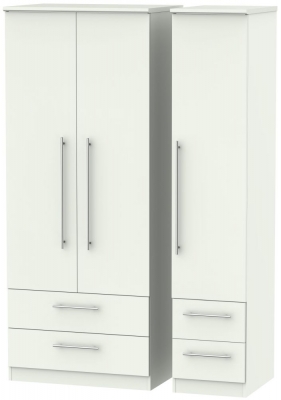 Product photograph of Sherwood Porcelain 3 Door Triple Wardrobe - 4 Drawers from Choice Furniture Superstore