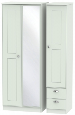 Product photograph of Victoria Grey 3 Door Tall Combi Wardrobe - 1 Mirror And Rhf 2 Drawers from Choice Furniture Superstore