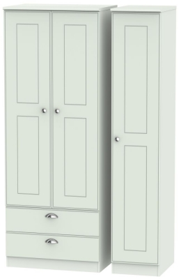 Product photograph of Victoria Grey 3 Door Tall Triple Wardrobe - Lhf 2 Drawers from Choice Furniture Superstore