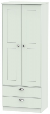 Product photograph of Victoria Grey 2 Door 2 Drawer Tall Wardrobe from Choice Furniture Superstore