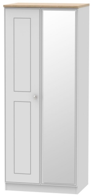 Product photograph of Victoria Grey And Riviera Oak 2 Door Wardrobe - 1 Mirror from Choice Furniture Superstore
