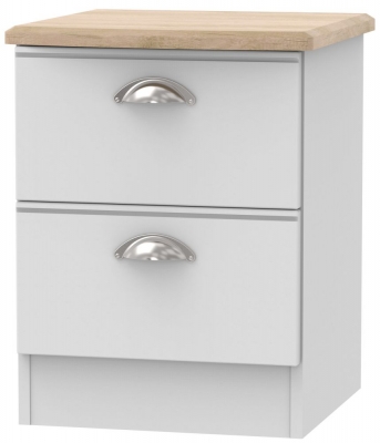 Product photograph of Victoria 2 Drawer Bedside Cabinet - Grey Matt And Riviera Oak from Choice Furniture Superstore