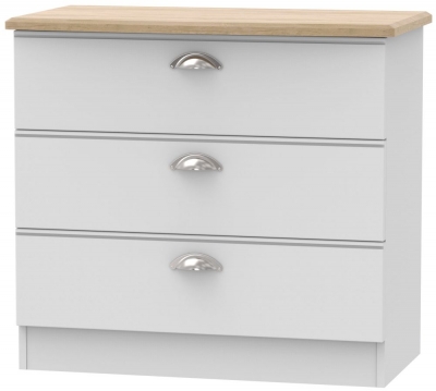 Product photograph of Victoria Grey And Riviera Oak 3 Drawer Small Chest from Choice Furniture Superstore