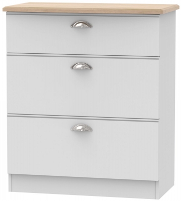 Product photograph of Victoria Grey And Riviera Oak 3 Drawer Deep Chest from Choice Furniture Superstore