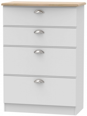 Product photograph of Victoria Grey And Riviera Oak 4 Drawer Deep Chest from Choice Furniture Superstore