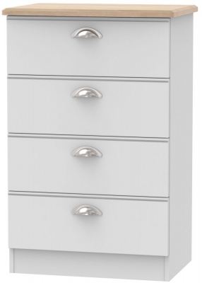 Product photograph of Victoria Grey And Riviera Oak 4 Drawer Midi Chest from Choice Furniture Superstore