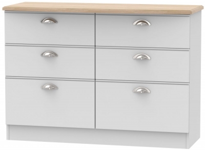 Product photograph of Victoria Grey And Riviera Oak 6 Drawer Midi Chest from Choice Furniture Superstore