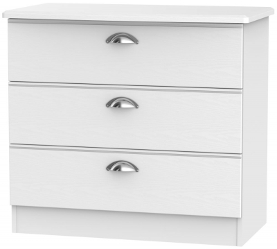 Product photograph of Victoria White 3 Drawer Small Chest from Choice Furniture Superstore