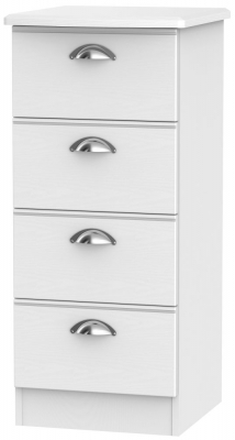 Product photograph of Victoria White 4 Drawer Narrow Chest from Choice Furniture Superstore
