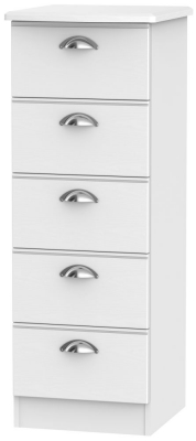 Product photograph of Victoria White 5 Drawer Narrow Chest from Choice Furniture Superstore