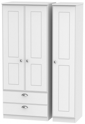 Product photograph of Victoria White 3 Door Triple Wardrobe - Lhf 2 Drawers from Choice Furniture Superstore