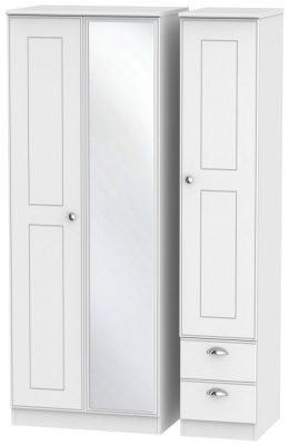 Product photograph of Victoria White 3 Door Tall Combi Wardrobe - 1 Mirror And Rhf 2 Drawers from Choice Furniture Superstore