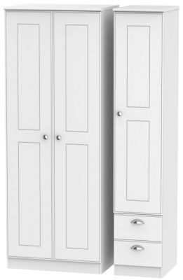 Product photograph of Victoria White 3 Door Tall Triple Wardrobe - Rhf 2 Drawers from Choice Furniture Superstore