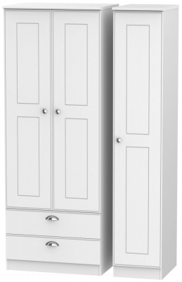 Product photograph of Victoria White 3 Door Tall Triple Wardrobe - Lhf 2 Drawers from Choice Furniture Superstore